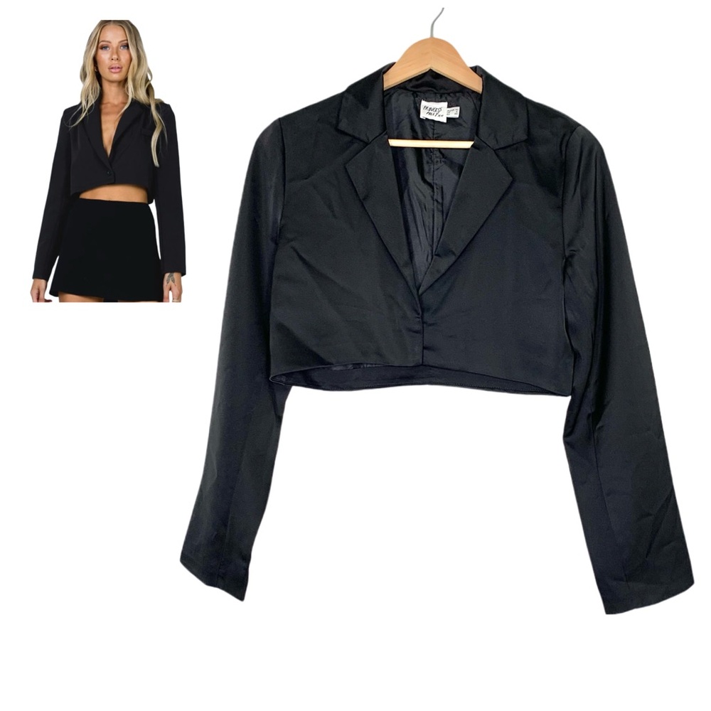 Princess Polly The City Cropped Blazer in Black Size 6